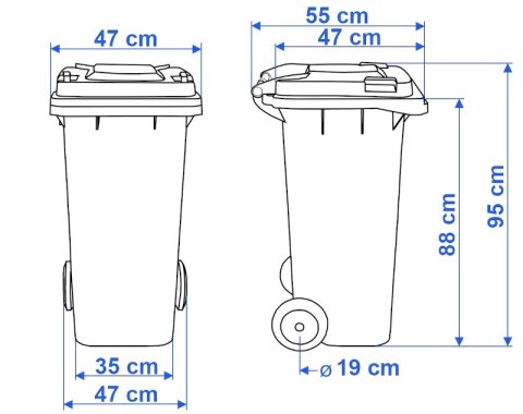 Komplet pojemników na odpady śmietnik 120l zielony niebieski żółty Komplet pojemników na odpady śmietnik 120l zielony niebieski żółty